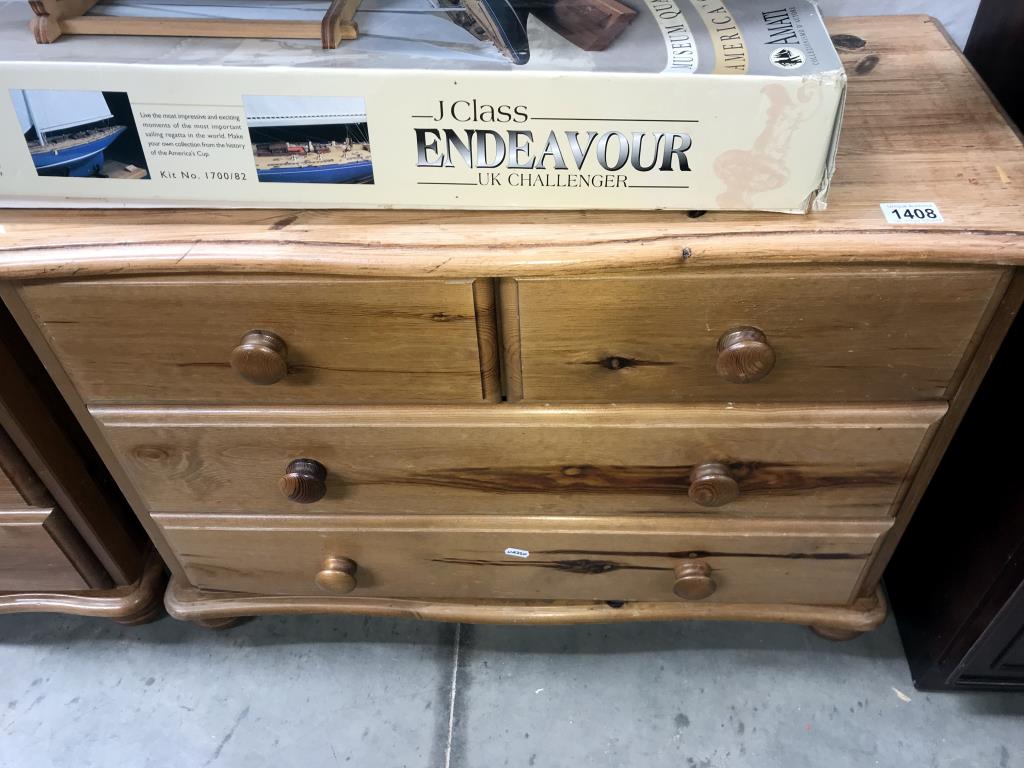 A solid pine chest of drawers, 85 x 37 x 61 cm high.