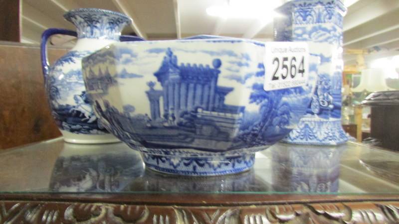 Three Cauldon blue and white vases and bowl. - Image 5 of 5