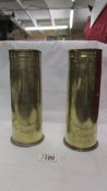 Two 1917 WW1 brass shell cases engraved :- Souvenir of Peace Day June 28th 1919 and Presentation