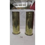 Two 1917 WW1 brass shell cases engraved :- Souvenir of Peace Day June 28th 1919 and Presentation