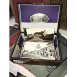 A quantity of old postcards mainly Sussex area in old wooden jewellery box (box a/f)