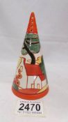 A Clarice Cliff 'Bizarre' pattern centenary piece sugar sifter, 1899 - 1999, Wedgwood.