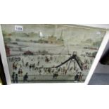 LS Lowry playground print dated 1945 64 x 49 cm