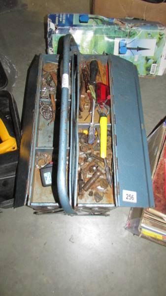 A cantilever tool box and tools.