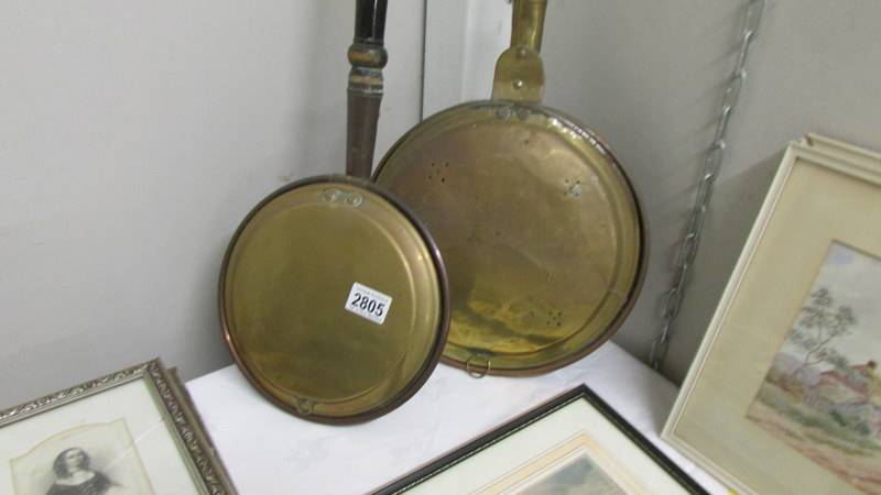 Two Victorian copper warming pans. - Image 2 of 2