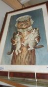 A framed and glazed Louis Wain print (The Twins).