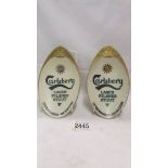 Two 1920/1930's Carlsberg Lager ashtrays with Swastika emblems (one plate has wear to swastika