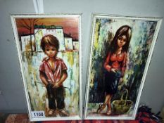 2 vintage prints of children by Manes (32cm x 17cm)