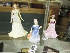 Two Royal Doulton figurines - June Pearl and A Posy for You HN3606 and a Coalport figurine Lorette.