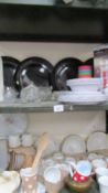 Two shelves of tea and dinner ware etc.