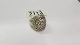 A large size 9ct gold ring set white stones, size Y, 18 grams.