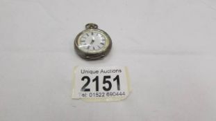 A Victorian silver ladies fob watch, not working.