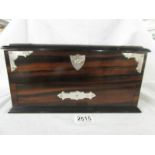 A superb quality 19th century rosewood jewellery box with silver mounts and complete with key,