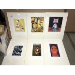 Collection of 6 pop art prints circa 1990's artist's include Peter Blake, Bruno Goller, Andy Warhol,