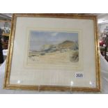 A framed and glazed watercolour, Croyde N. Devon, H Taylor 1870.