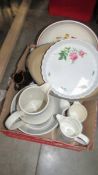 A box of flan dishes, jugs etc.