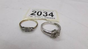 Two stone set rings, both marked 375 (one a/f).