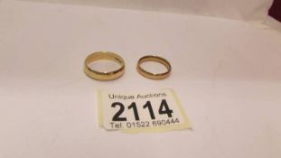 2 9ct gold wedding rings, sizes R and X, 9.5 grams.