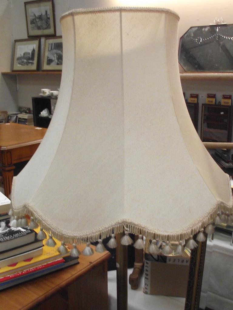 A gilt standard lamp and shade and a bevel edged wall mirror - Image 2 of 2