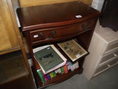 A mahogany effect serpentine front wall unit with drawer, height 83cm,