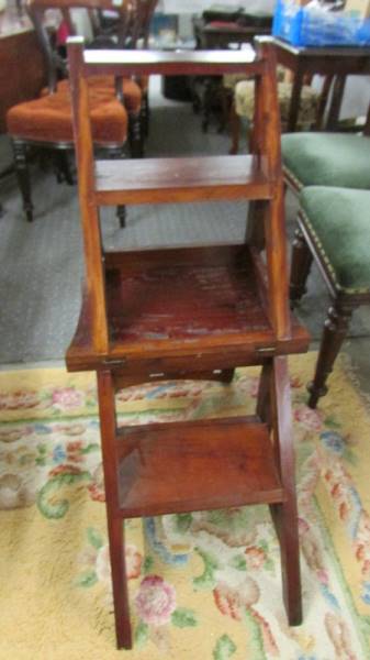 A hardwood library steps chair, - Image 2 of 3