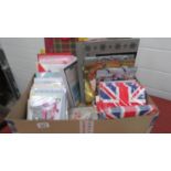 A box of greeting cards, gift bags, napkins etc.