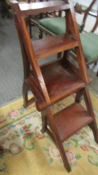 A hardwood library steps chair, - Image 3 of 3