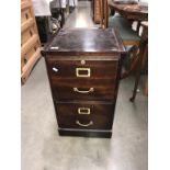 A dark wood stained 2 drawer wooden filing cabinet (41cm x 43cm x 71cm high)