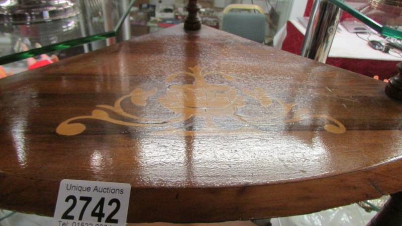 A Victorian mahogany inlaid 4 tier corner what not. - Image 3 of 3