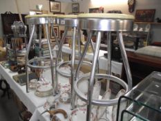 3 retro style 60's style diner/bar stools, aluminium frames, solid seats, height 78.