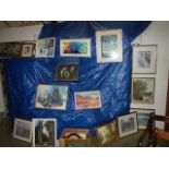 A large lot of paintings and prints (29 in total) (Collect only).