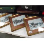 3 framed and glazed coaching prints