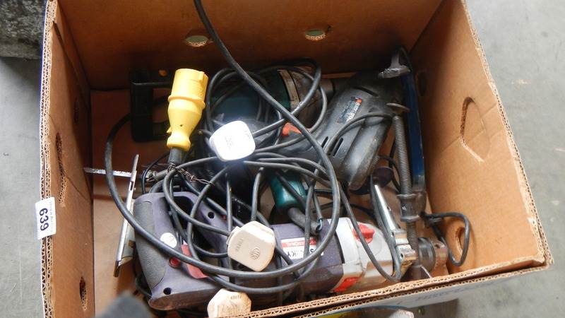 A box of extension leads, old drill spares etc., (Collect only). - Image 2 of 2
