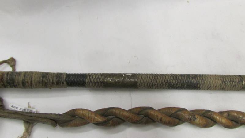 A very early plaited leather horse whip. - Image 3 of 4