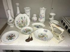 A good lot of Aynsley china including an iron & 2 pieces of Wedgwood & 1 Coalport piece