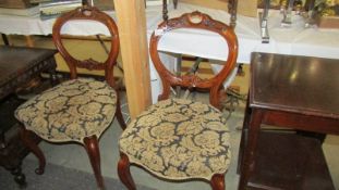 A pair of Victorian mahogany cabriole leg dining chairs,