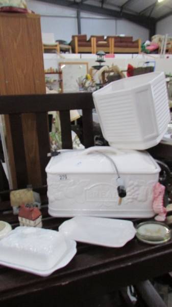 A ceramic bread bin, planter etc.