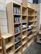 5 Ikea book shelves including one double with extra height plus corner unit. (Collect only).