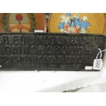 An old cast iron sign for J B Edlington & Sin, Gainsborough, potato sorter.