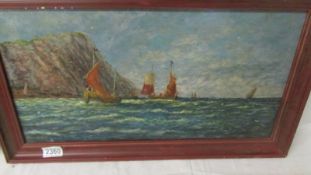 A seascape on board signed William Lawlins.