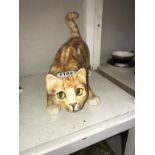 A large signed ginger Tabby cat, size 8, no chips/cracks,