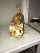 A large signed ginger Tabby cat, size 8, no chips/cracks,