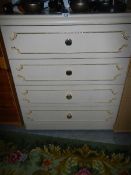 A white French style 4 drawer chest. (Collect only).