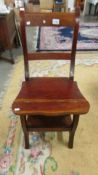 A hardwood library steps chair,