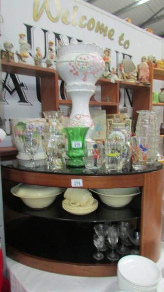A mixed lot of ceramics and glass including jardiniere on stand, planters, vases etc.