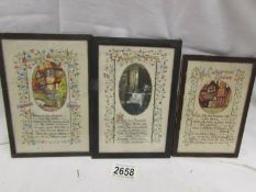 Three glazed hand painted and written birthday messages (late 19th/ early 20th century).