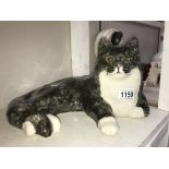 A signed Winstanley cat with glass eyes, size 7,