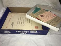 A box of printed ephemera including 19th century invoices,