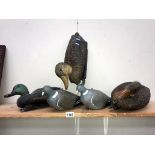 5 vintage plastic decoy birds,