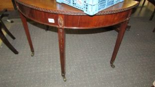 A mahogany D shaped table (Collect only).